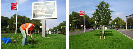 Tree in front of billboard, by Helmut Smits