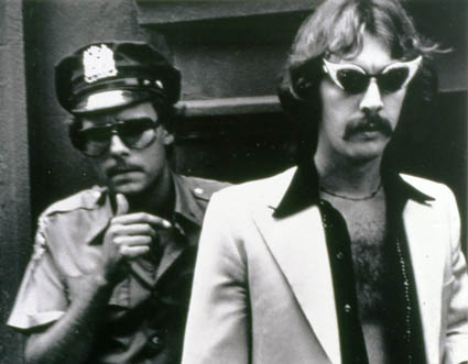 Joey Skaggs (right) in his Celebrity Sperm Bank hoax, 1976