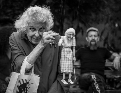 Doris Diether with her RicKy Syers puppet, photo by Victor Shoup 